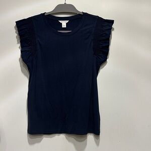 Caslon Navy Ruffle Sleeve Tee